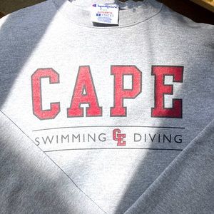 Unisex Grey Cape Swimming and Diving Champion Crewneck — Small